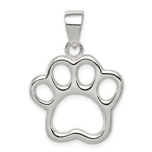 Sterling Silver 20mm Open Paw Print Pendant